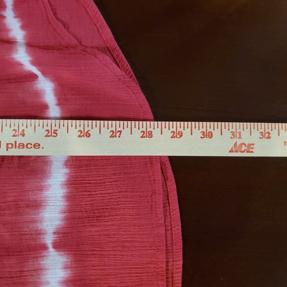 Ralph Lauren Chaps Tie Dye Stripe V-Neck 3/4 Sleeve Henley Blouse Size XL Pink - Picture 9 of 9